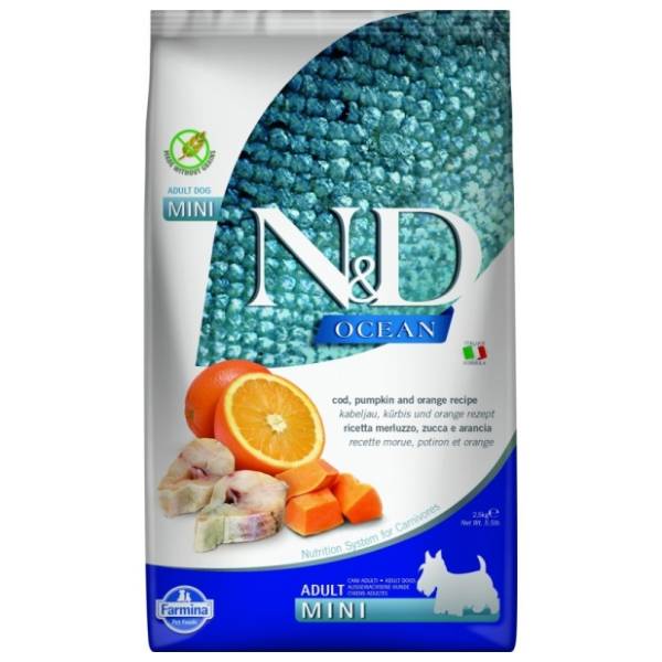 N&D Ocean mini hrana za pse bakalar bundeva pomorandža 800g