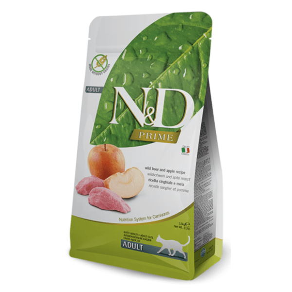 N&D Prime hrana za odrasle mačke jabuka divlja svinja 1,5kg