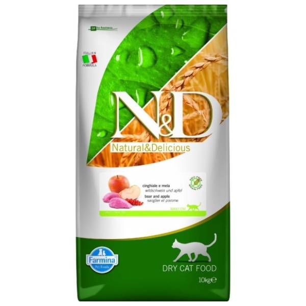 N&D Prime hrana za odrasle mačke jabuka divlja svinja 10kg