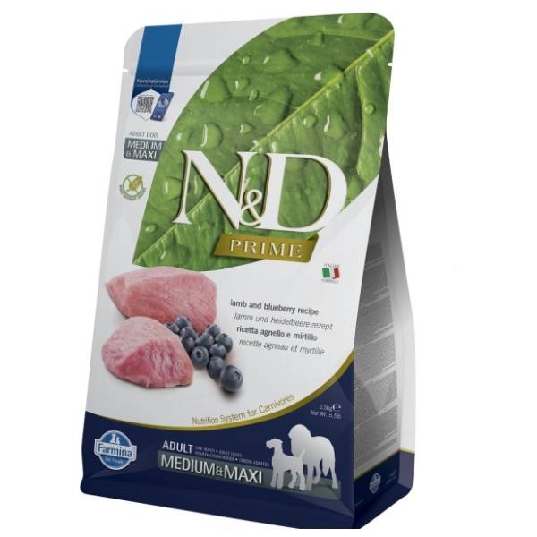 N&D Prime medium maxi adult jagnjetina borovnica 2,5kg