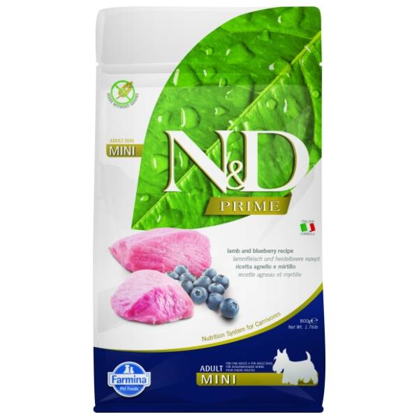 N&D Prime mini adult hrana za pse jagnjetina i borovnica 800g