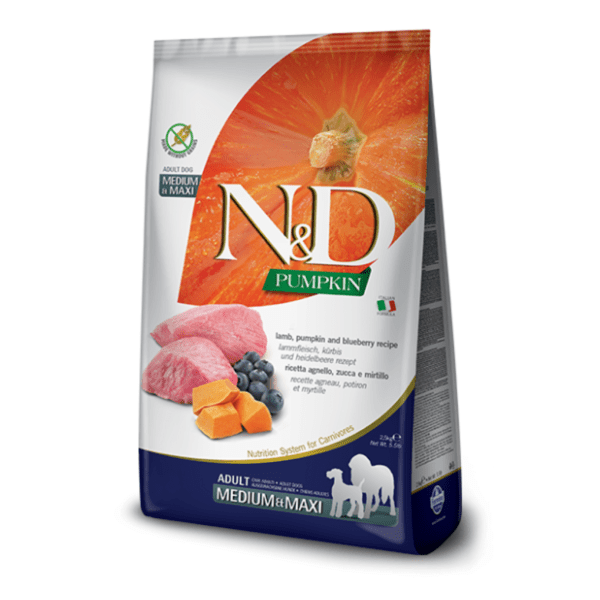 N&D Pumpkin medium maxi adult jagnjetina borovnica 2,5kg