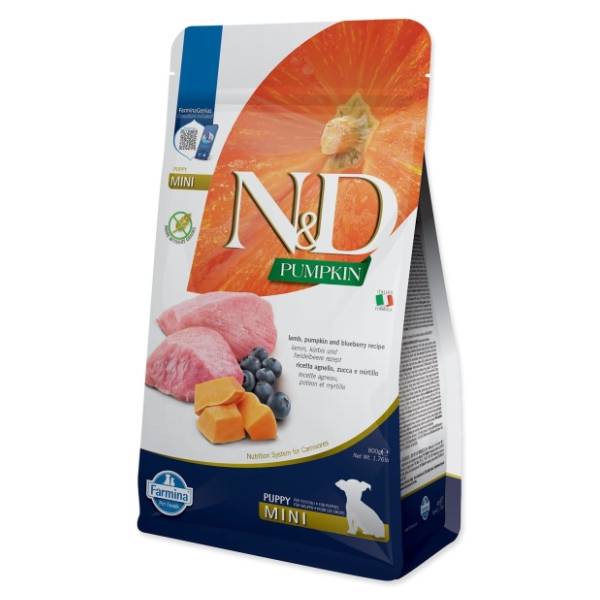 N&D Pumpkin mini puppy hrana za pse jagnjetina borovnica 800g