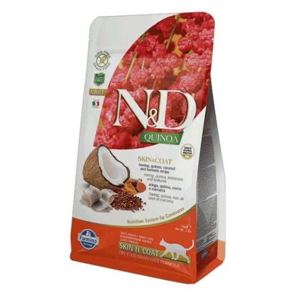 N&D Quinoa skin & coat hrana za mačke kinoa i haringa 1,5kg