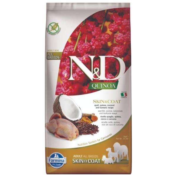 N&D Quinoa skin & coat prepelica kokos i kurkuma 7kg