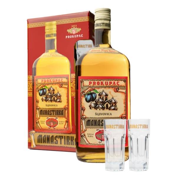 Rakija PROKUPAC Manastirka 1l + 2 čaše