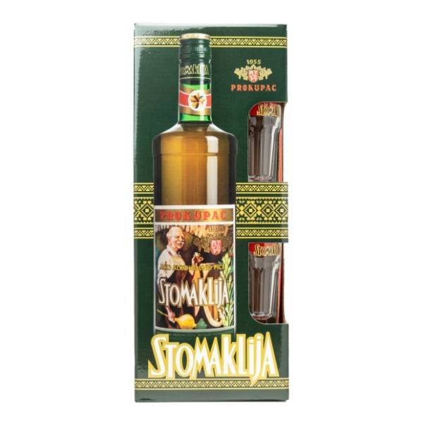 Rakija PROKUPAC Stomaklija 1l + 2 čaše