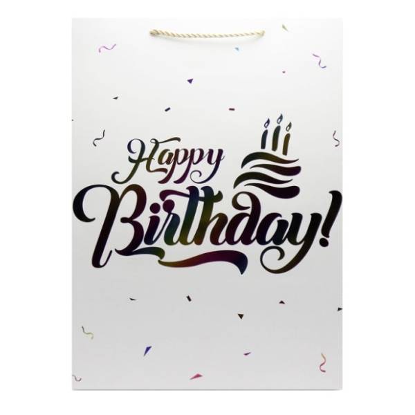 Ukrasna kesa XL OPTIMUM Happy birthday hologram 1kom