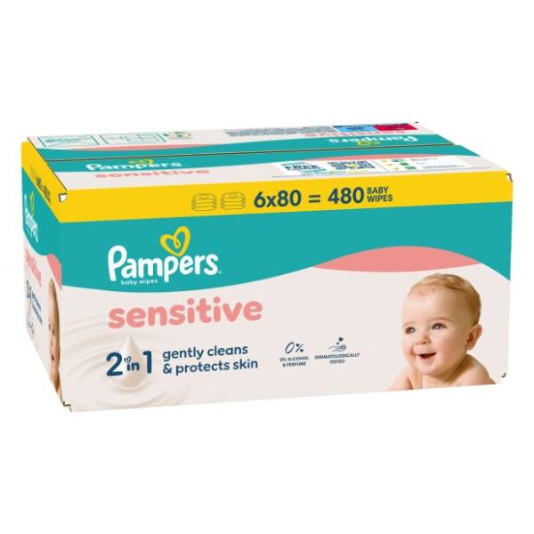 Vlažne maramice PAMPERS sensitive 6x80kom
