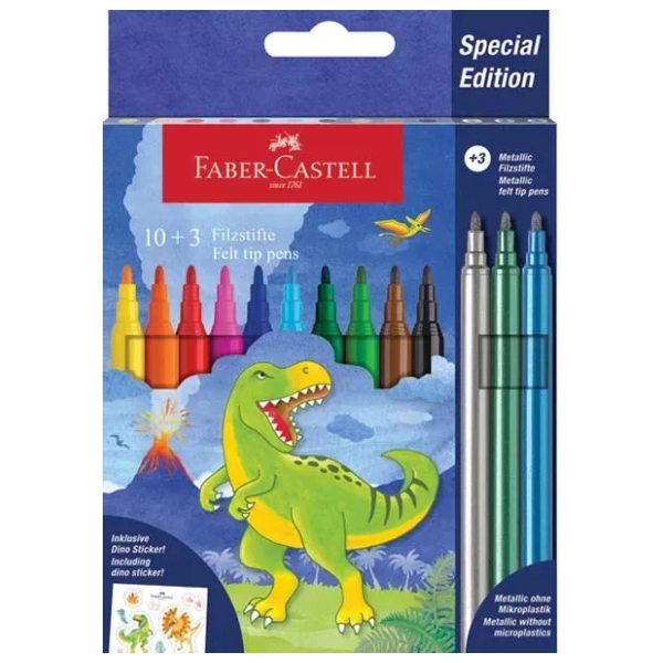 Flomasteri FABER CASTELL dinosaur 10+3kom