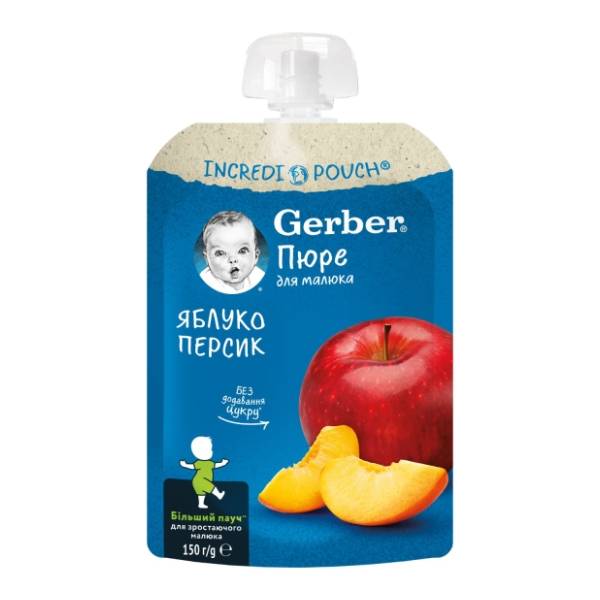 GERBER voćni pire jabuka i breskva 150g
