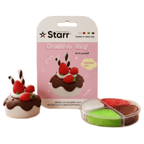 Plastelin STARR Clay set kolač čoko jagoda 4 boje 63g