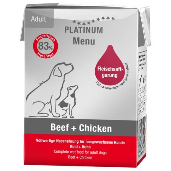 PLATINUM Dog menu hrana za pse govedina i piletina 185g