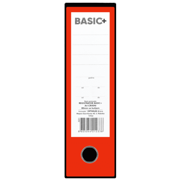 Registrator sa kutijom normal A4 OPTIMUM Basic+ crveni