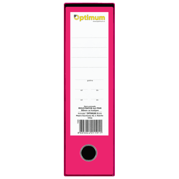Registrator sa kutijom normal A4 OPTIMUM roze