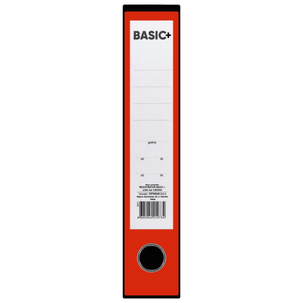 Registrator sa kutijom uski A4 OPTIMUM Basic+ crveni