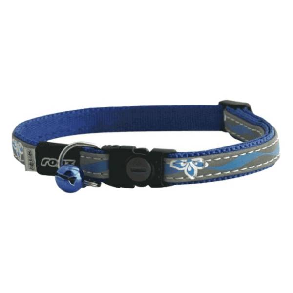 ROGZ Night cat blue floral reflektujuća ogrlica za mace