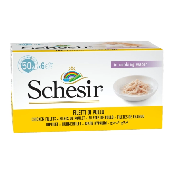 SCHESIR Multipack hrana za mačke piletina i pirinač 6x50g