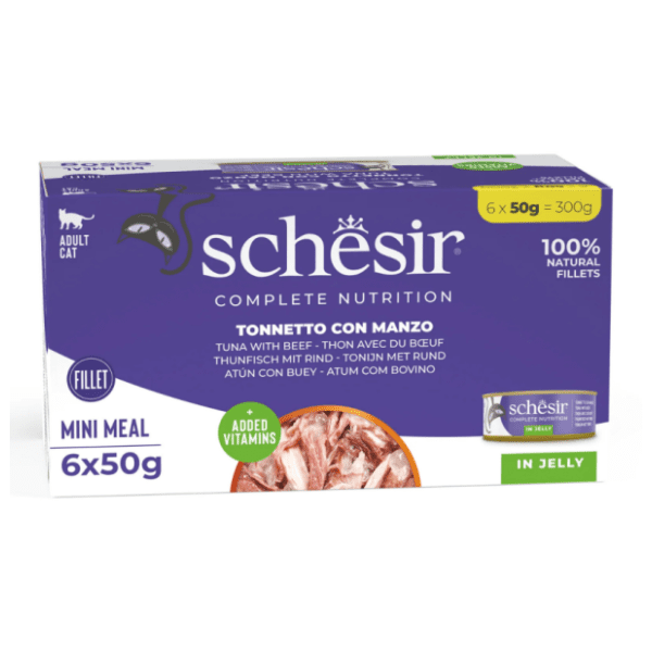 SCHESIR Multipack hrana za mačke tuna i govedina 6x50g