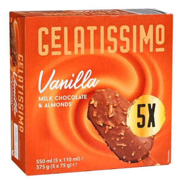 Sladoled GELATISSIMO vanila čokolada i badem  5x110ml