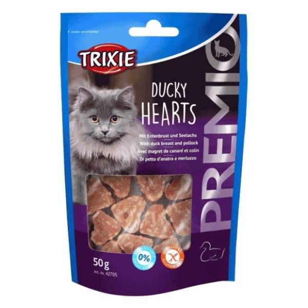 TRIXIE Premio ducky hearts poslatica za mačke pačetina 50g