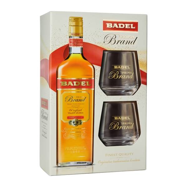 Brendi BADEL Prima brand lux 0,7l + 2 čaše