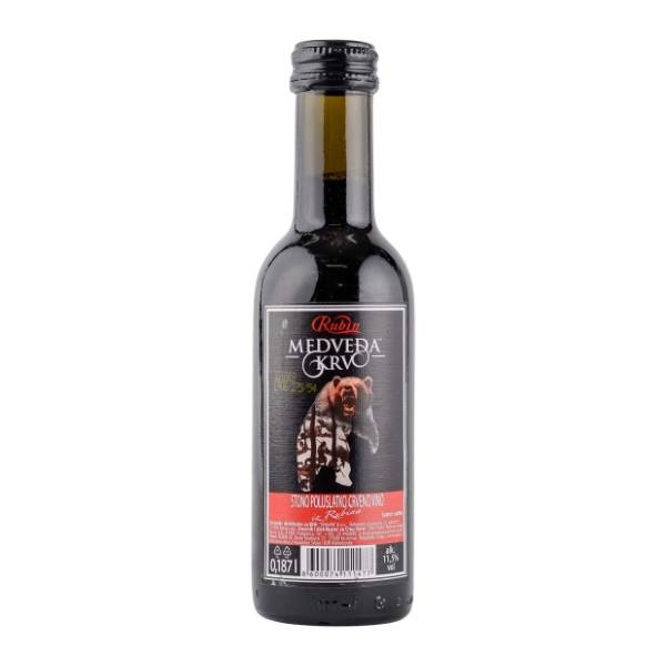 Crveno vino RUBIN Medveđa krv poluslatko 0,187l
