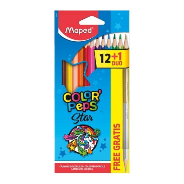 Drvene bojice MAPED color peps 12kom + zlatno srebrna 1kom