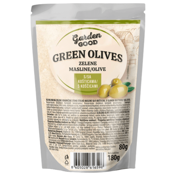 GARDEN GOOD zelene masline sa košticom 180g