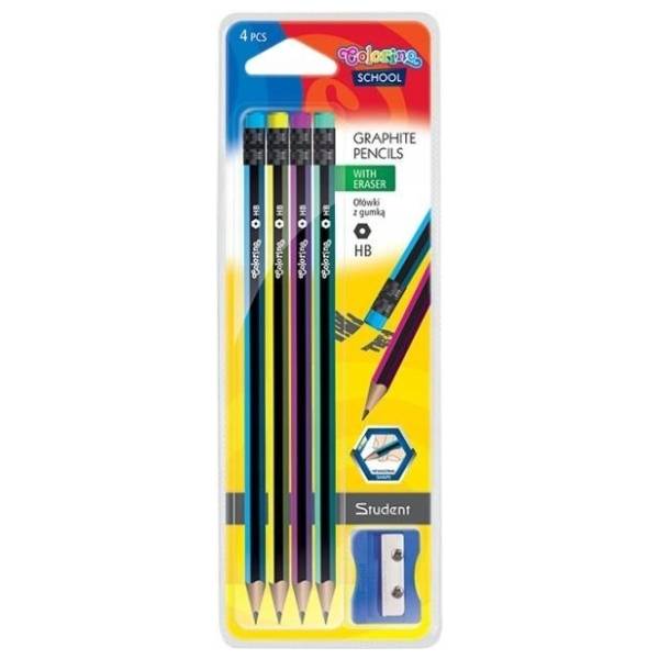 Grafitna olovka COLORINO šestougaona 4kom + zarezač