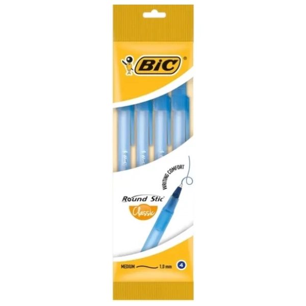 Hemijska olovka BIC round stick plava 4kom