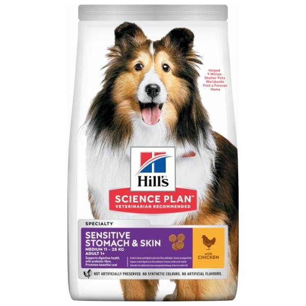HILL'S Science Plan Stomach&Skin medium adult piletina 2,5kg