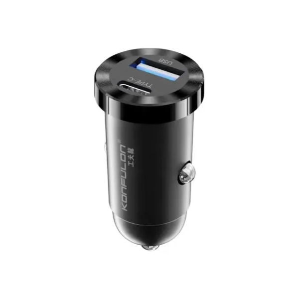 KONFULON auto punjač C79 12W USB A + Type C crni