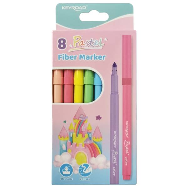 Marker KEYROAD pastelni fiber 8kom
