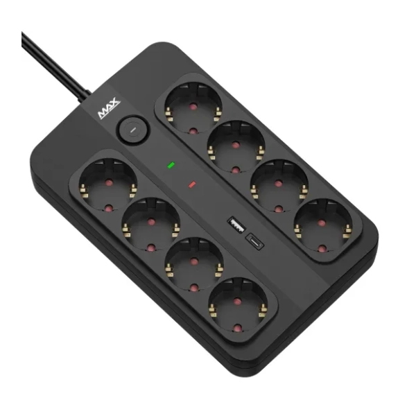 MAX produžni kabl sa 8 utičnica MPS-908SB-3M USB-C