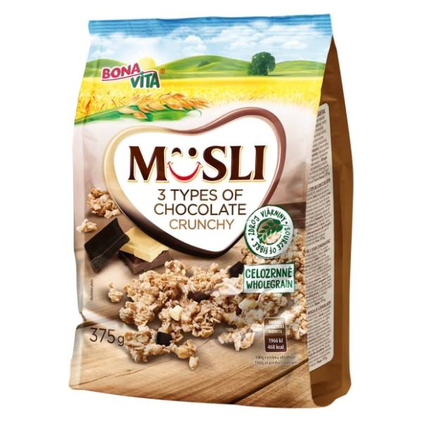 Musli BONAVITA crunchy tri vrste čokolade 375g