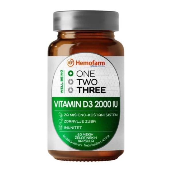 HEMOFARM One Two Three Vitamin D3 2000 IU kapsule 60kom