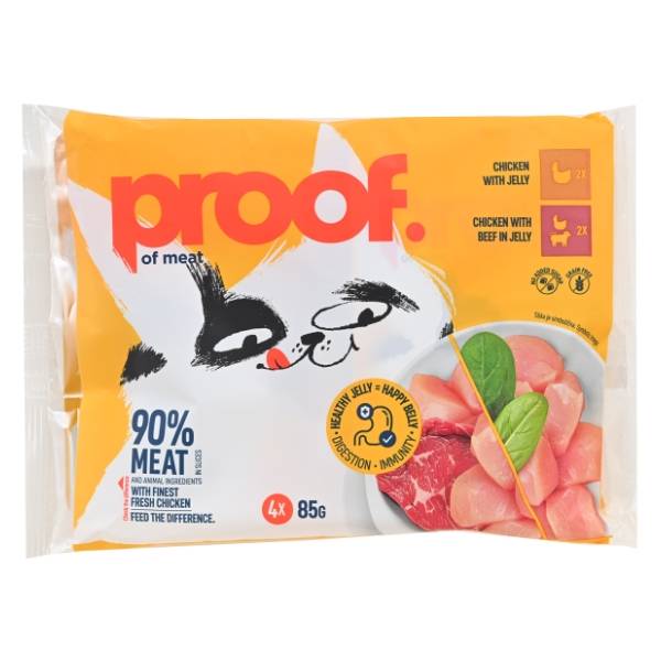 PROOF Of meat hrana za mačke piletina i govedina u želeu 4x85g