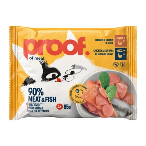 PROOF Of meat hrana za mačke piletina i losos u želeu 4x85g