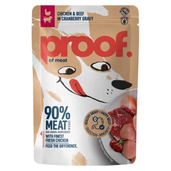 PROOF Of meat hrana za pse piletina govedina sos brusnice 100g