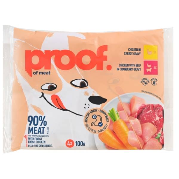 PROOF Of meat hrana za pse piletina govedina sos brusnice 4x100g