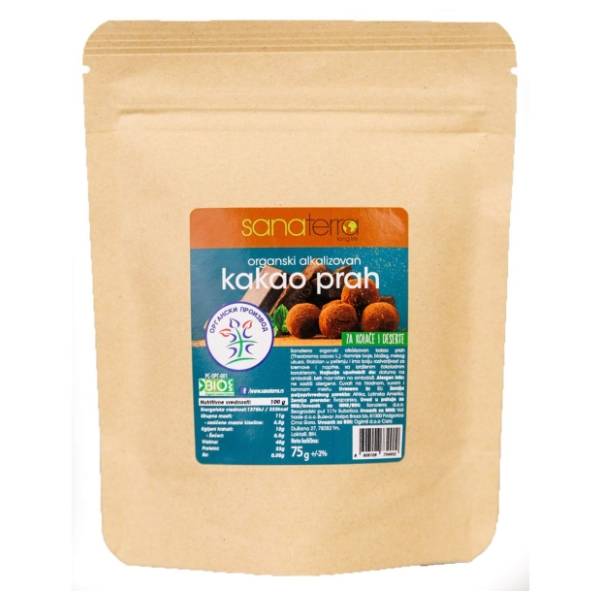 Kakao prah SANATERRA organski alkalizovani 75g