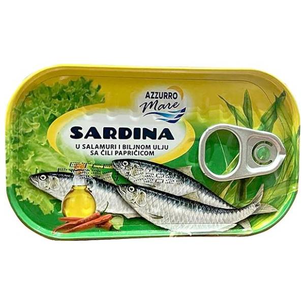 Sardina AZZURRO MARE u biljnom ulju sa čili paprikom 125g
