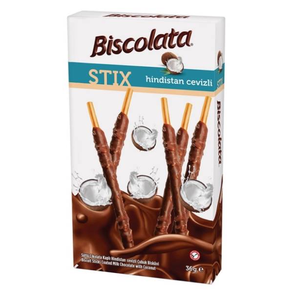 Štapići BISCOLATA stix kokos 36g