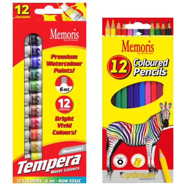 Tempere MEMORIS 6ml 12kom i drvene boje zebra 12kom