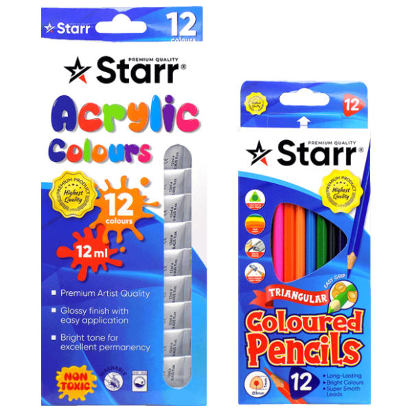 Tempere STARR 12ml 12kom i drvene boje trouglaste 12kom