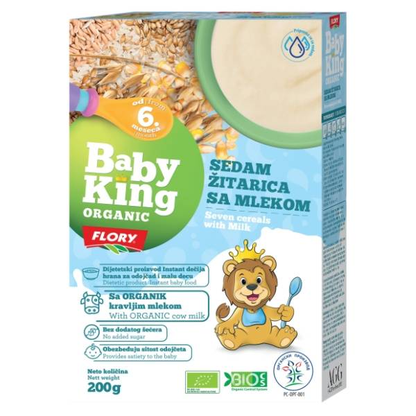 BABY KING Organic instant kaša sedam žitarica 6m+ 200g