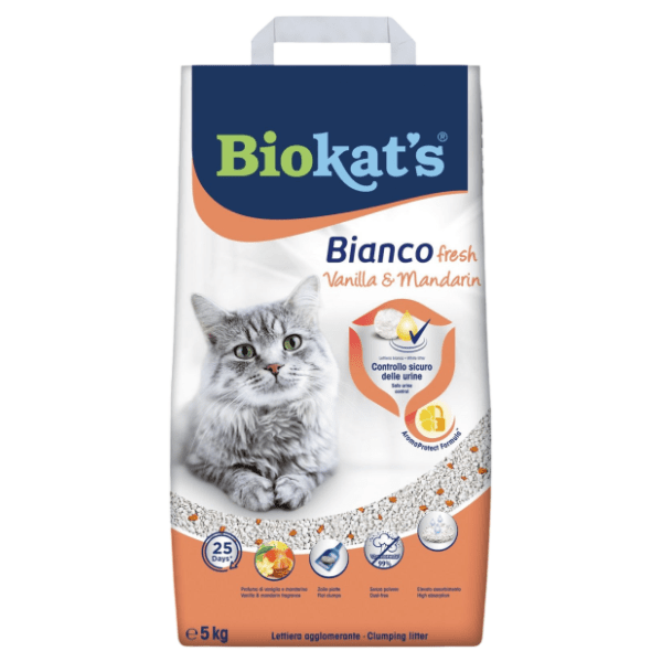 BIOKAT'S Bianco fresh vanila i mandarina posip za mačke 5kg