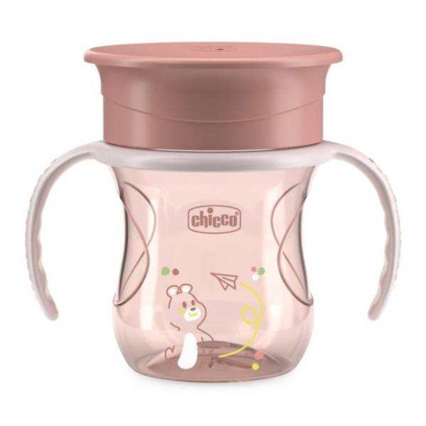 CHICCO No spill čaša Perfect 360 stepeni (12m+) svetloroze 200ml