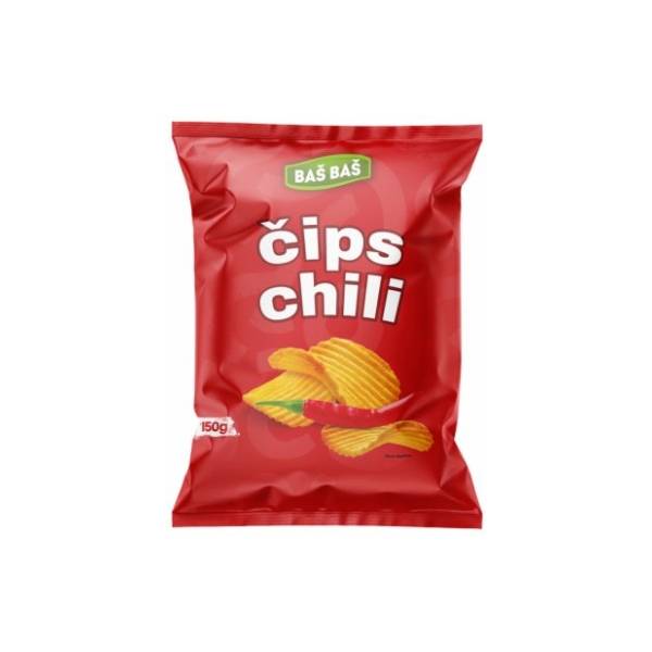 Čips BAŠ BAŠ rebrasti čili 150g